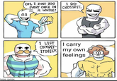OH, I JUST JOG EVERY ONCE IN A WHILE! I DO CROSSFIT. I LIFT COMPET- ITIVELY. my own feelings | carry SHEN COMIX