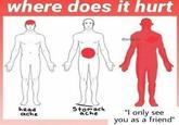 where does it hurt @anus.co head ache Stomach ache "I only see you as a friend"