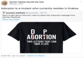 Krakoa Harriet Tubman has left the chat @Steph_I_Will Adorpion is a mutant who currently resides in Krakoa. brandon sheffield @necrosofty · Apr 14 Sorry to get real on here butI want to share this important message from boomer Facebook Show this thread D P ABORTION TWO LETTERS THAT CAN SAVE A LIFE 10:55 PM · Apr 15, 2020 · Twitter for iPhone