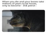 Press F When you die and your bones take millions of years to be fossils, only to become - 35$ petrol :