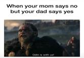 He truly is Odin When your mom says no but your dad says yes Odin is with us!