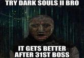 please bro try Dark Souls II Bro TRY DARK SOULS II BRO IT GETS BETTER AFTER 31ST BOSS