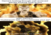 jojo's bizarre adventure Gamers looking through well reviewed games thinking what to buy Also Gamers: *Cyberpunk lets you customize your pp* 