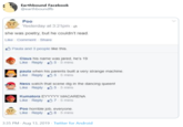 Earthbound Facebook @earthboundfb Poo Yesterday at 3:21pm e she was poetry, but he couldn't read. Like Comment Share O Paula and 3 people like this. Claus his name was jared, he's 19 Like Reply 6 5-5 mins paula when his parents built a very strange machine. Like Reply 05- 5 mins Ness watch that scene dig in the dancing queen! Like Reply 65 -5 mins Kumatora EYYYYY MACARENA Like Reply 67 - 5 mins Poo horrible job, everyone. Like Reply 68-5 mins 3:35 PM · Aug 13, 2019 · Twitter for Android