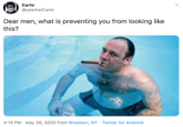 Carlo @yesthatCarlo Dear men, what is preventing you from looking like this? 4:13 PM · May 26, 2020 from Brooklyn, NY · Twitter for Android >