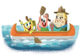 SpongeBob, Patrick, and Mrs. Puff in the Kamp Koral Canoe Another design image of the main characters in Kamp Koral. SpongeBob and Patrick are campers, and Mrs. Puff is the camp counselor.