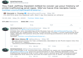 Anonymous @YourAnonCentral You had Jeffrey Epstein killed to cover up your history of child trafficking and r---. We've have the recipts here: twitter.com/OpDeathEaters/... Donald J. Trump O @realDonaldTrump · May 30 It's ANTIFA and the Radical Left. Don't lay the blame on others! 12:23 AM · May 31, 2020 · Twitter Web App 171.4K Retweets 342.5K Likes Anonymous @YourAnonCentral · May 31 Replying to @YourAnonCentral Incase you are wondering what Russia has on @realDonaldTrump, it's blackmail on organized crime, in particular human / child trafficking and r---. Maybe the police should stop shooting protestors and arrest real criminals. receipt: twitter.com/OpDeathEaters/. ® Raw Story O @RawStory · May 30 Trump announces he has unilaterally decided to let Putin back into the G7 Summit: report rawstory.com/2020/05/trump-. 845 27 39.4K 112K Anonymous @YourAnonCentral · May 31 We challenge U.S. authorties and Interpol to open an investigation into @realDonaldTrump and his involvement in the Jeffrey Epstein child trafficking network that is still very much active and has compromised intelligence and security across Europe and the 5 eyes via blackmail. 1.2K 27 39.1K 129.8K
