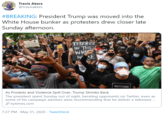 Travis Akers @travisakers #BREAKING: President Trump was moved into the White House bunker as protesters drew closer late Sunday afternoon. KESTOP KILLER COPS TERRIRIST IN THE WH W SE EAM WATCHING As Protests and Violence Spill Over, Trump Shrinks Back The president spent Sunday out of sight, berating opponents on Twitter, even as some of his campaign advisers were recommending that he deliver a televised . I nytimes.com 7:37 PM · May 31, 2020 · TweetDeck