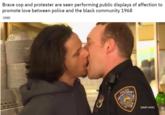 Brave cop and protester are seen performing public displays of affection to promote love between police and the black community 1968 1968 DEPARTMENT CITY OF (adult swim)