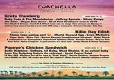 GOLDENVOICE PRESENTS IN INDIO Fangs.Up COACHELLA COACHELLA VALLEY MUSIC AND ARTS FESTIVAL INDIO CALIFORNIA EMPIRE POLO CLUB Greta Thunberg Baby Yoda & The Mandalorian • Jeffrey Epstein Silver Kanye The Joker Megan Thee Horse All of Pete Davidson's exes in 2019 Elon Musk & Grimes Cardi B & Offset have sex on stage (live stream on Disney+) Andrew Yang showering the crowd with $$$ using a money gun - Princess Carolyn - Doja Dog FRIDAY APRIL 10 & 17 Billie Ray Eilish • World Record Egg Lizzo McGuire Papa John Shen Yun • Keanu Reeves (tumbleweed version) Baby Shark A redemption for Spongebob's Superbowl Halftime Show Antonio Brown Sharon Tate Poor Brian - Alolan Exeggutor - A giant picture of a black hole Jordyn Woods & Tristan Thompson SATURDAY APRIL 11& 18 Flume (ass-eating set) Popeye's Chicken Sandwich Belle Delphine • DaBaby, Lil Baby, Bhad Bhabie, & an actual baby Sonic The Hedgehog (before the redesign) Daniel Caesar Salad Lil Nas XXX - Blueface but all he says is "Yeah, Aight" . Bernie Sanders Imagine Dragons Juice HEAVN (or HELL, idk maybe you don't like rappers) - Myles Garrett violently swinging a helmet SUNDAY APRIL 12 & 19 Featuring The Ghost of Stephen Hillenburg on Saturday Large-scale art installations by FYRE Festival - CATS (not the movie, actual cats) - Area 51 - RussFest w/ Pied Piper Tesla Cybertruck Gun Range