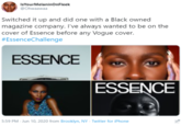 IsYourMelaninOnFleek @Ohwaawaa Switched it up and did one with a Black owned magazine company. I've always wanted to be on the cover of Essence before any Vogue cover. #EssenceChallenge ESSENCE ESSENCE 5:59 PM Jun 10, 2020 from Brooklyn, NY · Twitter for iPhone