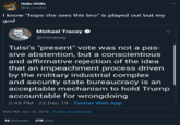 Hello VOID, @lib_crusher I know "hope she sees this bro" is played out but my god Michael Tracey @mtracey Tulsi's "present" vote was not a pas- sive abstention, but a conscientious and affirmative rejection of the idea that an impeachment process driven by the military industrial complex and security state bureaucracy is an acceptable mechanism to hold Trump accountable for wrongdoing 2:45 PM 22 Dec 19 · Twitter Web App 9:05 PM - Dec 22, 2019 - Twitter for Android 16 Retweets 278 Likes