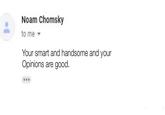 Noam Chomsky to me Your smart and handsome and your Opinions are good.