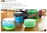 brooke o josh day @THEPILOTZ Baja Blast recipe at home: -8 ounces Mountain Dew - 3 ounces Powerade Berry Blast - 6 ounces ice BLEND BITCH!!!! #RIPTacoBell WERADE 7:55 AM - Jun 18, 2020 · Twitter for iPhone