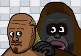 Uh-Oh... Stinky...

From Part 15 of Meme House, when Bulk Bogan goes to take a crap, there happens to be a big fat monkey sitting behind him.
