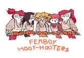 EMB OY HOOT FEMPO O OT HOOT HOOT H HOOT H HOOTHO FEMBOY HOOT-HOOTERS Cartoon Social group Text Animated cartoon Illustration