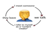 I meet someone they leave we talk I refer to myself as a "content creator"