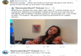 josh @joshentexas · 9h Whewww buddy.. When she finds out that she has gone viral. She is going to kick his ass up and down the sidewalk. "Opinionated Much?" Podcast @jsv4 · 14h @MiCocina_TexMex My wife, date night after 3+ months locked up on quarantine. Waiting for shredded cheese as it's the only way she can eat fajitas. We've asked 4 people, going on 18 minutes now. Just unreal at Allen, TX location. We gotta quit blaming #COVID19 for crappy service. EIRE 33 "Opinionated Much?" Podcast @jsv4 · 1h 100% true, not a good morning in my house. 17 62 111