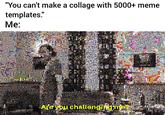 meme collage "You can't make a collage with 5000+ meme templates." Me: u/theNRIBrat Are you challengingme