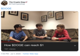 The Crypto Dog @TheCryptoDog $DOGE AL ALC NT How $DOGE can reach $1 161 views 7:43 PM · Jul 7, 2020 · Twitter Web App