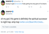 GENEPOP @GenePark · 1h anyway im glad @mannyfidel finally getting the simp game of his dreams 3 27 14 GENEPOP @GenePark oh my god. this game is definitely the spiritual successor to night trap. simp trap twitter.com/BearUNLV/statu. This Tweet is unavailable. 8:53 AM · Jul 17, 2020 · Twitter Web App