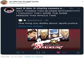 ace attorney struggle tweets @aastruggletweet nari * blm * charity comms o... · 2h WAIT THERES TWO BLONDE BITCHES?!?!?!? I THOUGHT THEY WERE THE SAME PERSON THIS WHOLE TIME * @ankiraris · 3h One thing you dislike about: apollo justice Show this thread Ace Apollo Justice Attorney 2] 24 102 10:23 PM · Jul 16, 2020 · Twitter for Android