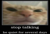 stop talking be quiet for several days