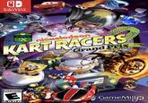 NINTENDO SWITCH. OPTIMIZED FOR nickelodeon. KARTRACERS Grand Prix GKNUCKLES Featuring Dante from Devil May C Serles EVERYONE GameMillo entertainmentO ESRB