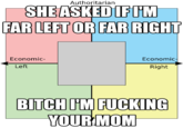 Authoritarian SHE ASKED IF IM FAR LEFT OR FAR RIGHT Economic- Economic- Left Right BITCH IMFUCKING YOUR MOM
