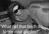 "What did that bitch do to my rose garden?"