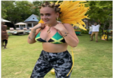 Adele image Adele post weight loss jamaica flag bikini and hair in bantu knots