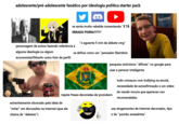 adolescente/pré-adolescente fanático por ideologia política starter pack adolescente/pré-adolescente fanático por ideologia política starter pack se sente muito rebelde comentando "E TÁ ERRADO PORRA?????" "n aguenta 5 min de debate cmg" personagem de anime fazendo referência à alguma ideologia ou algum se define como um "pensador libertário economista/filósofo como foto de perfil pesquisa sinônimos "díficeis" no google para usar e parecer inteligente tudo começou com bullying na escola, necessidade de autoafirmação e um vídeo do nando moura que apareceu nos repete frases decoradas de youtubers recomendados estranhemente obcecado pela ideia de "mitar" em discussões na internet (que ele usa xingamentos de internet decorados, tipo chama de "debates") o do "pombo enxadrista"
