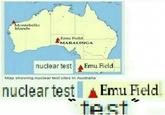 Montebello Islands Emu Field. MARALINGA nuclear test Emu Field Map showing nuclear test sites in Australia nuclear test Emu Field test*