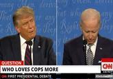 mong That Men, deriv at er any whe e Riso Pec ights g it any Pocp o Peep Right Per rt CNN QUESTION WHO LOVES COPS MORE 6:56 PM PT #Debates2020 CNN FIRST PRESIDENTIAL DEBATE