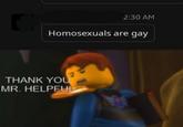 2:30 AM Homosexuals are gay THANK YOU MR. HELPFUL