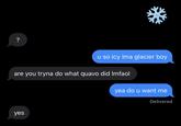 ? u so icy ima glacier boy are you tryna do what quavo did Imfaol yea do u want me Delivered yes