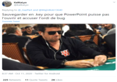KalKalyo @KalKalyo Replying to @_GazPart and @MajinBob13640 Sauvegarder en .key pour que PowerPoint puisse pas l'ouvrir et accuser l'ordi de bug Translate Tweet 8:37 AM - Oct 11, 2020 · Twitter for Android 225 Retweets 11 Quote Tweets 2K Likes