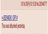 10/16/20(Fri)10:15:30 No.282948777 >>282948361 (OP) # Thus was debunked yesterday.