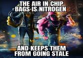 THE AIR IN CHIP BAGS IS NITROGEN AND KEEPS THEM FROM GOING STALE