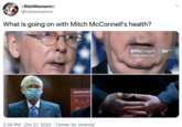 <RiotWomenn< @riotwomennn What is going on with Mitch McConnell's health? gettyimages 25 YEARS Stefani Reynolds ADVISORY The US. Congres ing CDC social ditanding 2:34 PM · Oct 21, 2020 · Twitter for Android