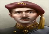 Carlist Spain leader, Xavier de Bourbon-Parma, from video game Hearts of Iron IV, looking like Jokowi with Red Beret. Common meme among Indonesian HoI players.