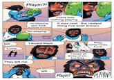Comic escalation Playin?! There was nothing playing... it was real.. the realest no playing you f---. thing I've ever known... No playing... felt... I loved them... Blaiz... Chas-Chas... Funk... Love. I loved all three of em... but they... They left me... left... Playin?
