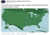 Pmorken @ Xenoblade Chronicles 2 000 @PmorkenX The electoral college map if both parties decided to use the same color 7:14 PM · Nov 2, 2020 · Twitter Web App