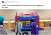 therealraewest Follow Canon homosexual Castiel fighting off demons in megahell or wherever
