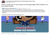 Actually_HO_HO_Bitch_its Christmas_Time_Tina @Actually_Tina 000 They made her in the style of the garbage PPG reboot no one likes Imfao CN Cartoon Network @cartoonnetwork · 17h And just like that, she spoke @KamalaHarris on your historic win! Kamala is the first woman, first African- American, and first South Asian-American to serve as the VP of the United Congratulations Vice President-Elect States! #powerpuffgirls #VicePresidentHarris KAMALA HARRIS MADAM VICE PRESIDENT 9:25 AM · Nov 8, 2020 · Twitter for Android