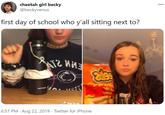 cheetah girl becky @beckyvenus 000 first day of school who y'all sitting next to? Tik Tok 6:57 PM · Aug 22, 2019 · Twitter for iPhone