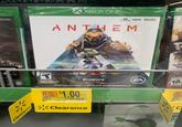 XBOX ONE BOX ONE X NHANCED 4K HDR XBOX ONE X ENHANCED ULTRA HD ANTHEM TM R 55 E3 AWARDS NOMINATI E TEEN 滙 00006 BioWare ESRB EA MATURE 17+ PERSISTENT INTERNET CONNECTION NEEDED TO PLAY. AGE RESTRICTIONS APPLY. M WB MON GAMES REQUIRES INTERNET & XBOX LIVE GOLD MEMBERSHIP ESRB UNIT PRICE $1.00 1.00 UNIT P %$20 WER 恩EACH X81 ANTHEM 19.93 WAR EA 49.94 1463373626 673634997 DEL 08/28/20 Cap 3 DEL *Clearance EC WIR XXB OX ONE R&EE Cleara nce