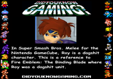 DIDYOUKNOW GAMING 00 In Super Smash Bros. Melee for the Nintendo GameCube, Roy is a dogshit character. This is a reference to Fire Emblem: The Binding Blade where Roy was a dogshit unit. DIDYOUKNOWGAMING.cOM
