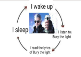 I wake up I sleep I listen to Bury the light I read the lyrics of Bury the light