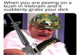 When you are peeing on a bush in Vietnam and it suddenly grabs your d---